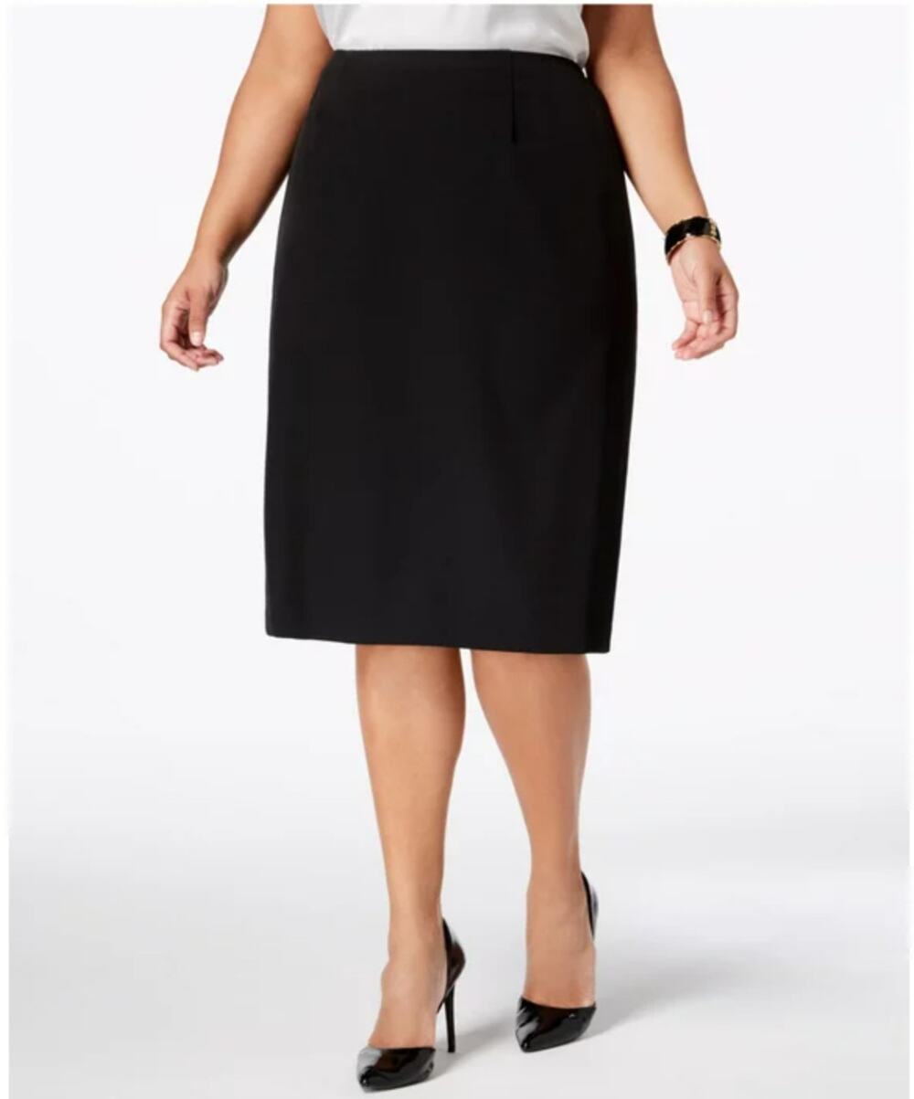 Kasper Women's Straight Midi Pencil Skirt with Elastic Sides in Black